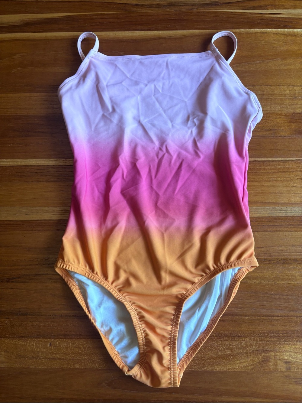 Girls Old Navy One Piece Ombre One-Piece Swimsuit — White to Pink to Orange